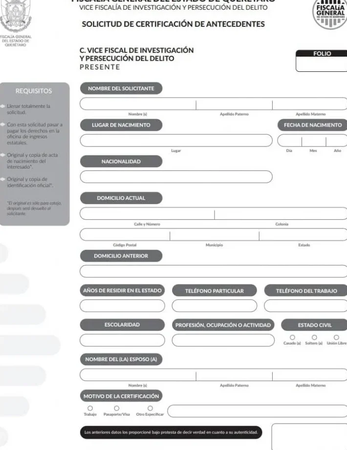 carta de antecedentes no penales queretaro