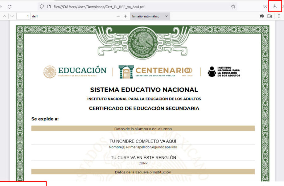 certificado de secundaria