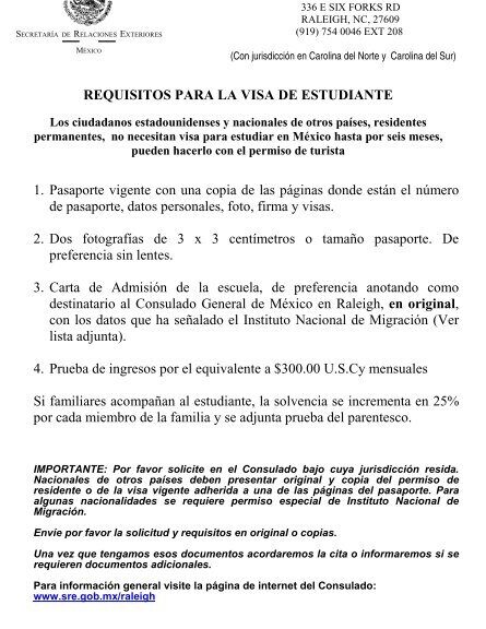 requisitos para visa de estudiante por movilidad academica inm