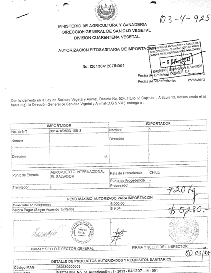 solicitud de autorizacion de importacion de agroquimicos controlados