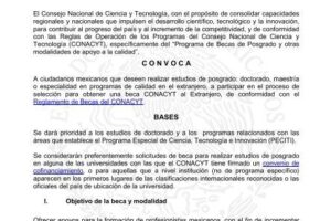 Solicitud de beca de investigación en biotecnología en CONACYT