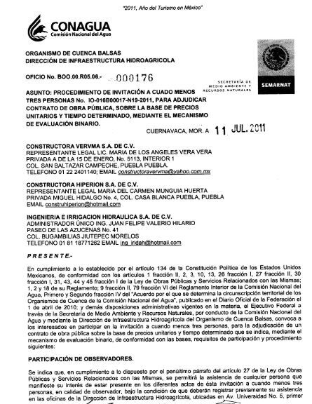 tramite de constancia de inspeccion de obras hidraulicas en conagua