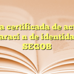 Copia certificada de acta de declaración de identidad en SEGOB