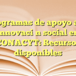 Programas de apoyo a la innovación social en CONACYT: Recursos disponibles