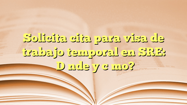 Solicita cita para visa de trabajo temporal en SRE: ¿Dónde y cómo?